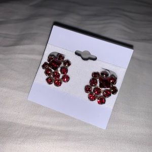 Vintage ruby rhinestone earrings